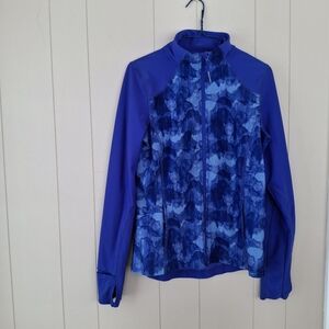 Mondetta Full-Zip Athletic Jacket Blue Watercolour Print Size Small